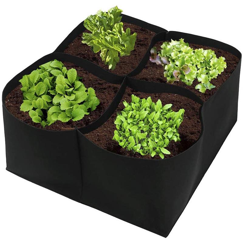 Rectangular Multi-Grid Felt Planter Bag for Vegetables and Flowers