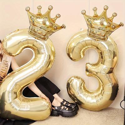 40 Zoll Platin Krone Digitale Ballonkronen Aluminiumfolienballons Geburtstagsballondekoration Digitale Aluminiumfolie