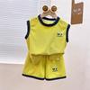 Children's Waffle Knit Sleeveless Sports Set – Breathable 2-Piece Basketball Uniform for Boys and Girls