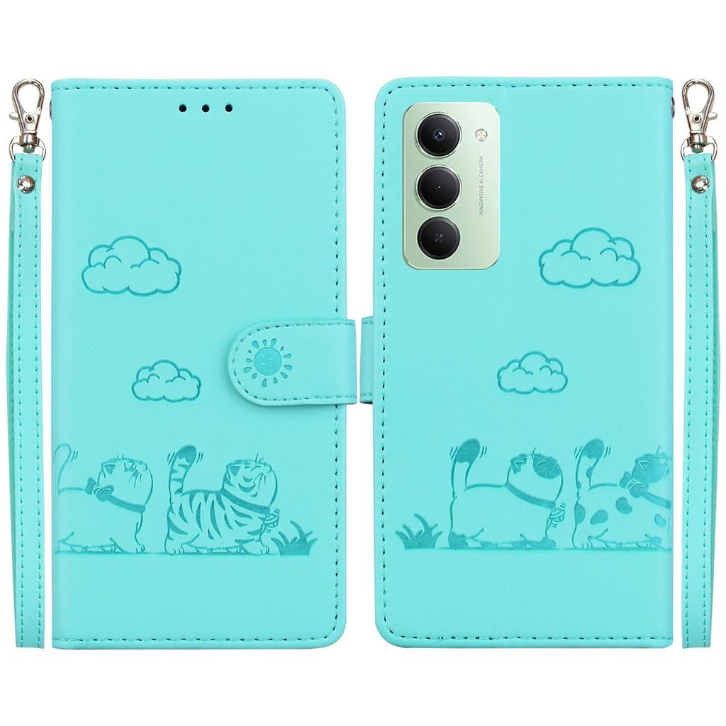 For Xiaomi Redmi 15 5G (Global) (169mm) Case RFID Blocking Kitten Pattern TPU+PU Leather Phone Cover with Wrist Strap