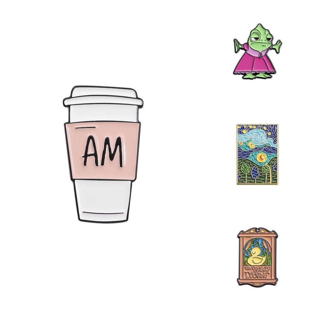 Vibrant And Creative Cartoon Character Metal Brooch Fun Movie Inspired Monster Duck Starry Sky Art For Fashionable Wear