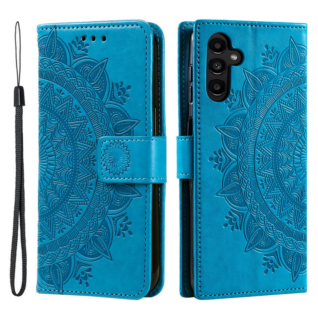 For Samsung Galaxy A37 5G Stand Case Imprinted Totem PU Leather Wallet Phone Cover with Wrist Strap