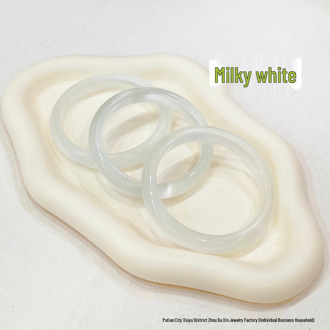 Women s Imitation Chalcedony Cat s Eye Jade Bracelet - Ice Translucent White Moonlight Design