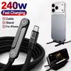 240W USB C Cable 2 In 1 Type C To USB C Fast Charging Data Cable Foldable Phone Holder Type C Charging Wire For iPhone Samsung