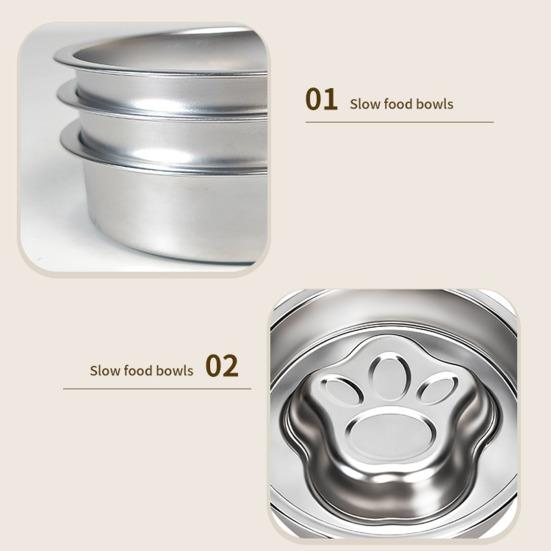 Stainless Steel Slow Feeder Dog Bowl Anti-Choking Anti-tip Non-slip Slow Eating Pet Feeding Bowl for Small Medium Breed Dogs Cats