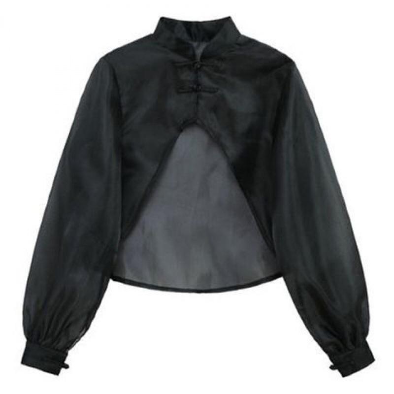 

Women s Trendy Frog Button Mesh Cardigan: Slimming, Artistic Retro Long Sleeve Sun Protection Outerwear Large чёрный