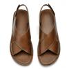 Men Minimalist Casual Leather Sandals Outdoor Casual Soft Bottom Sandals Genuine Leather Men Fashion Summer Breathable Sandals