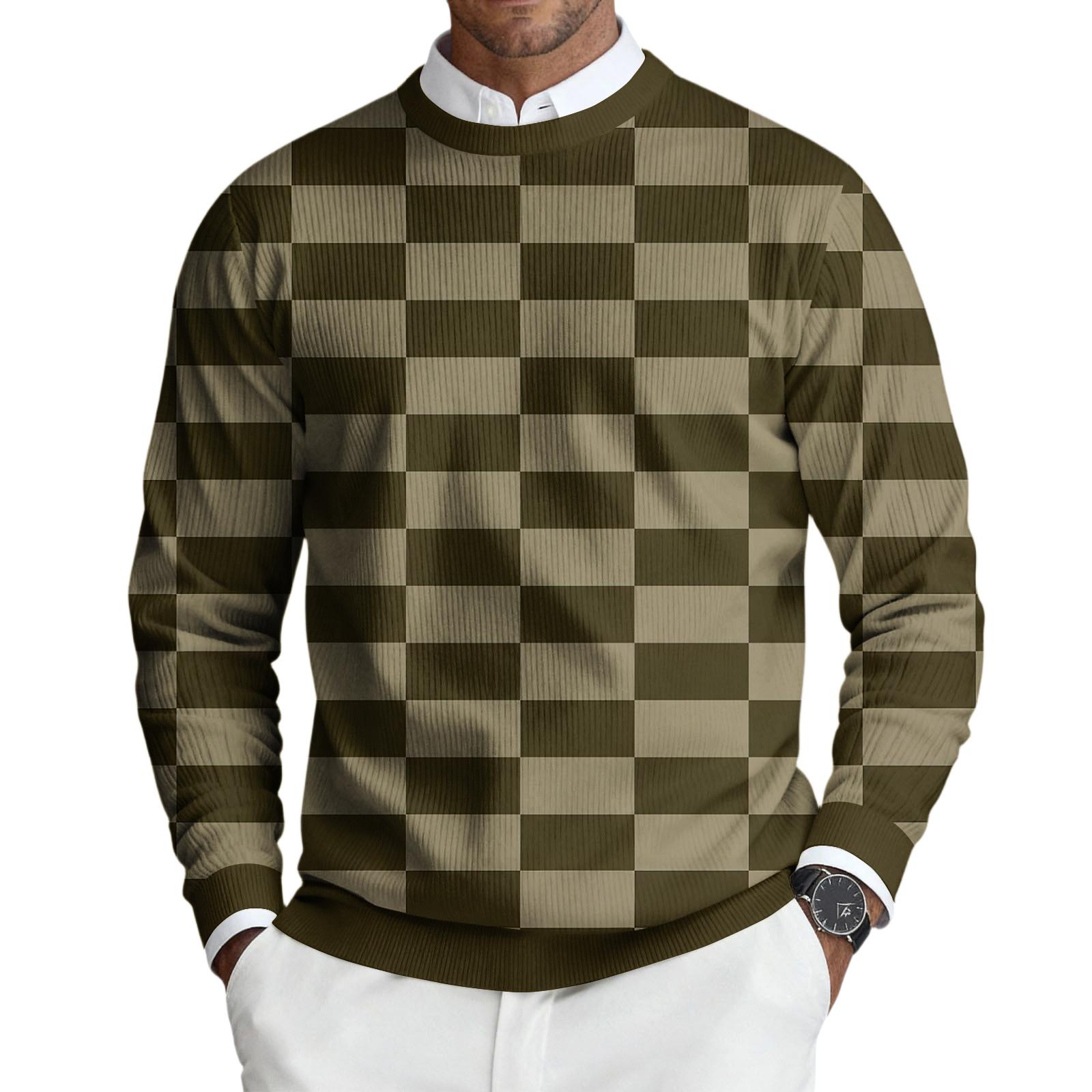 

Men s Round Neck Long Sleeve Ribbed Knit Pullover L