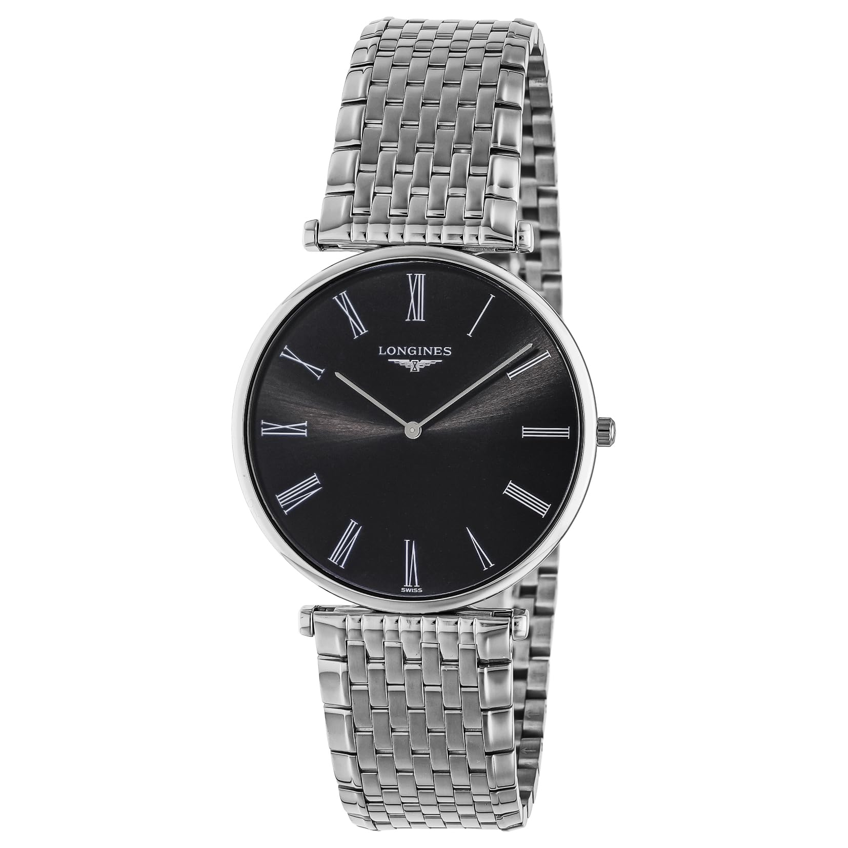 

Longines LA GRANDE CLASSIQUE Quartz 3 ATM Water Sapphire Black Stainless Men s Watch, Resistant, Crystal, Dial, Steel, Silver, L4.766.4.51.6 [Used] чорний