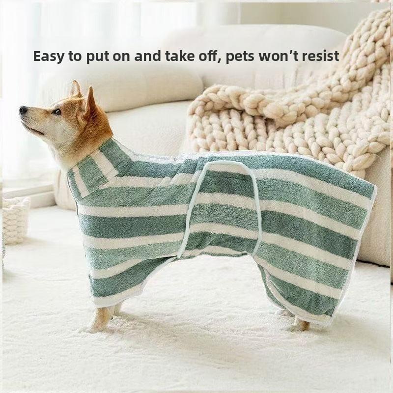 Pet Bathrobe With Coral Fleece Absorbent Towel For Dogs And Cats