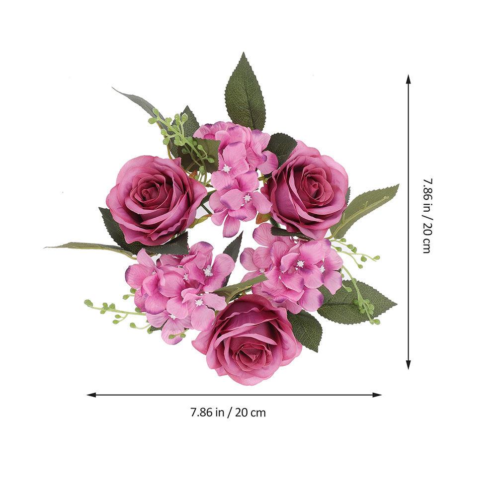 3Pcs Rings Artificial Rose Wreaths Lightweight Stylish Wreath for Wedding Party Table Decor Floral Ring