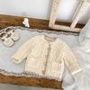 Baumwollstrickjacke mit Farbblock-Besatz für Babys und Kleinkinder – Unisex-Rundhalsausschnitt