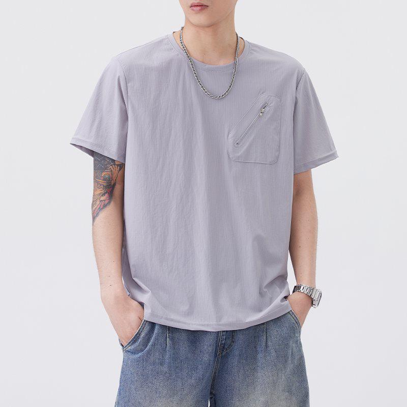 2026 Men's Summer Versatile Zipper Pocket Loose T-Shirt