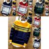 Men Slim Knit Color Block Sweater Crew Neck Jumper Top Winter Pullover Knitwear