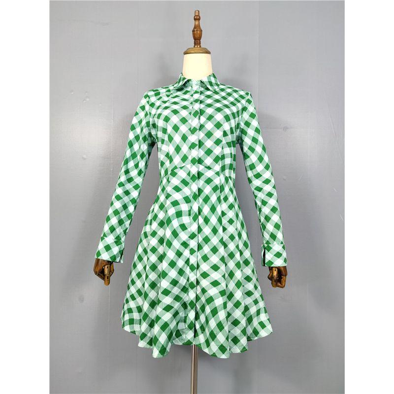 Export Single Summer New Arrival Commuter's All-Matching Long Sleeves Waist-Tight Slim Looking Elegant Lady Casual Daily A- line Dress