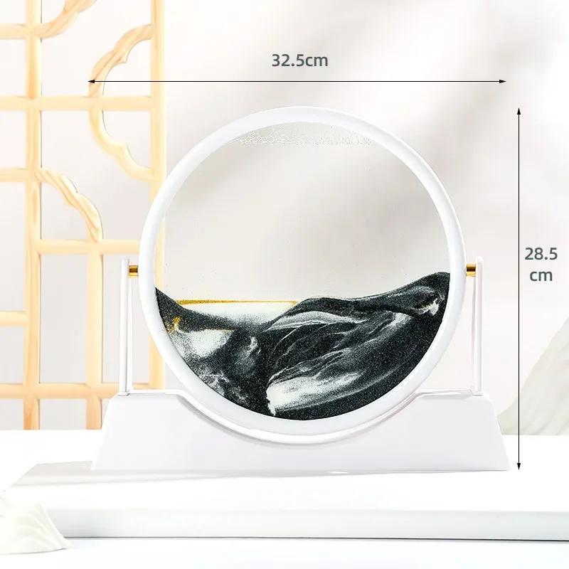 Rotatable Sandscape Moving Sand Art Picture Round Glass Deep Sea Quicksand 3D Hourglass Flowing Sand Painting Home Decor Gifts