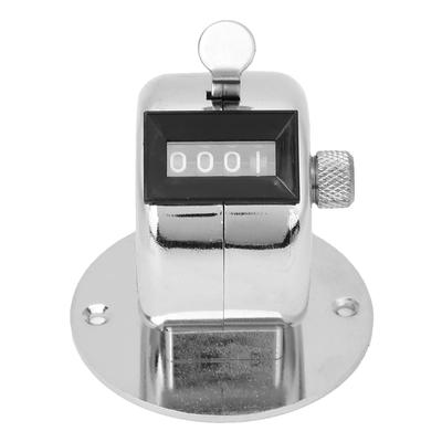 BERM Tally Counter 4Digits Silver Aluminium Alloy Handheld Counting Tool with Base
