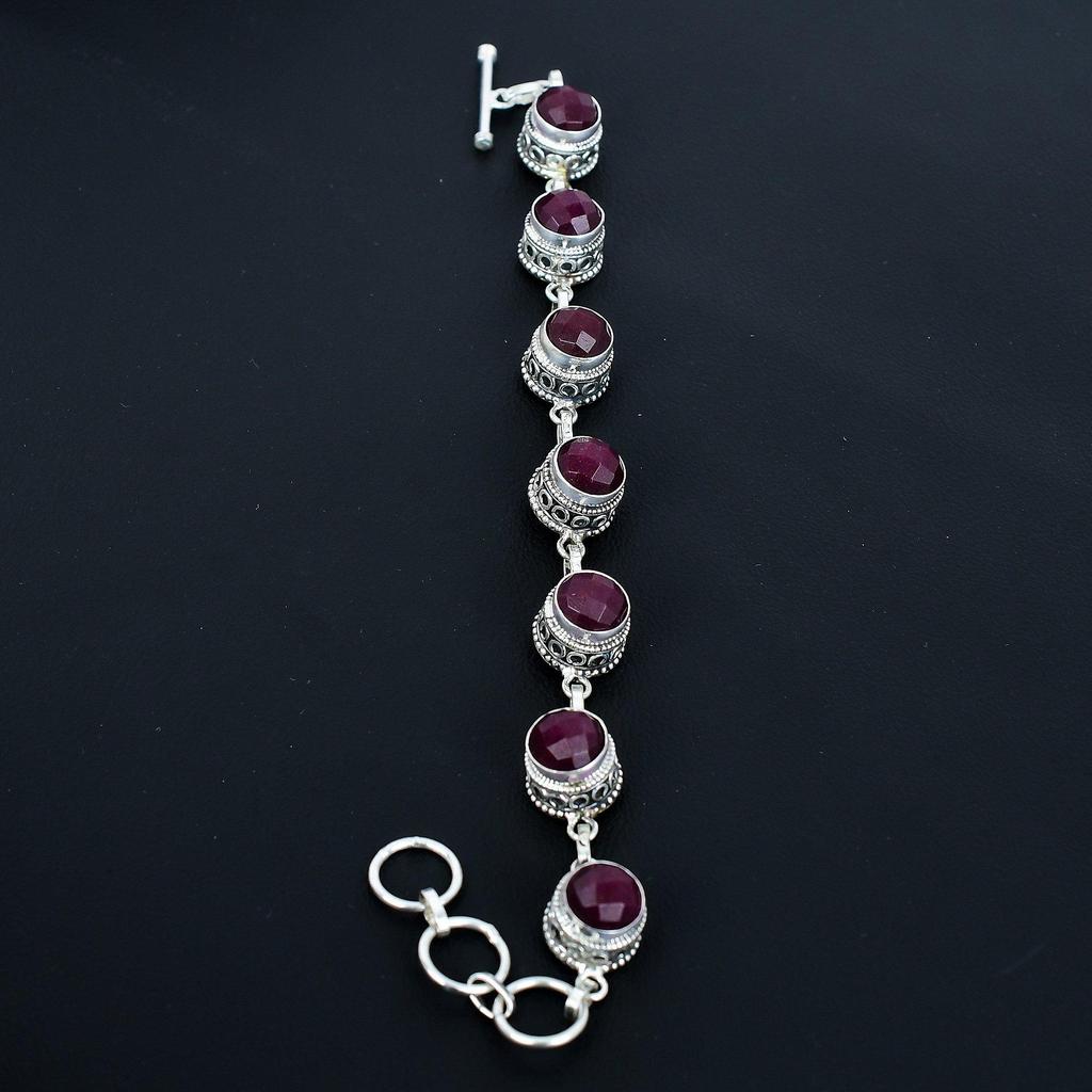 Wunderschönes Rubinarmband 925 Sterlingsilber Armband Verstellbare Kettenarmband Handgefertigt Boho Armband Rubin Edelstein Schmuck Verlobungsgeschenke