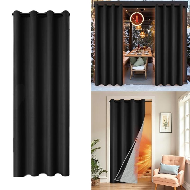 Winter Proof Thermal Curtain with Detachable Quilted Liner Noise Reducing Quick Grommets Mounting Indoor Insulation