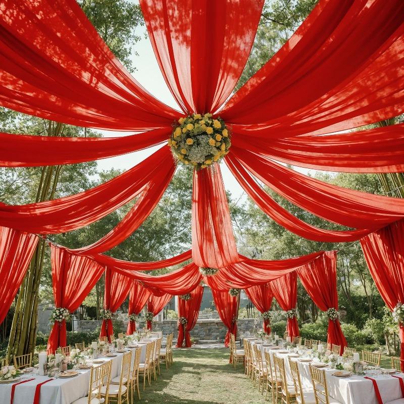 1 pezzo Tende da soffitto colorate per matrimonio Decorazione Tenda in chiffon lucido Drappeggio per cerimonia all'aperto di matrimonio Decorazione per feste