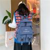 Schoolbag New Fashion Harajuku Boys and Girls College Student Schoolbag Letter Embroidery Canvas Backpack Large Capacity Backpack Light