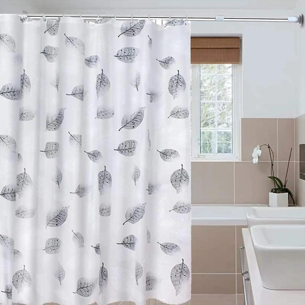 1pcs EVA Ptinted Leaf Shower Curtain Liner Translucent Water Repellent Bathroom Curtains  PEVA Eco-Friendly