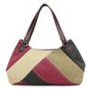 Women's Canvas Bag Color Contrast Shoulder Bag Bag Stitching