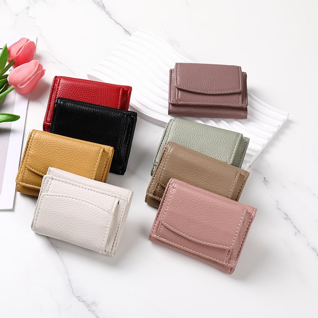 Portable Women Leather Wallet ple Design Foldable Change Purse Shopping Card Holder Carrying Bag Birthday Gift