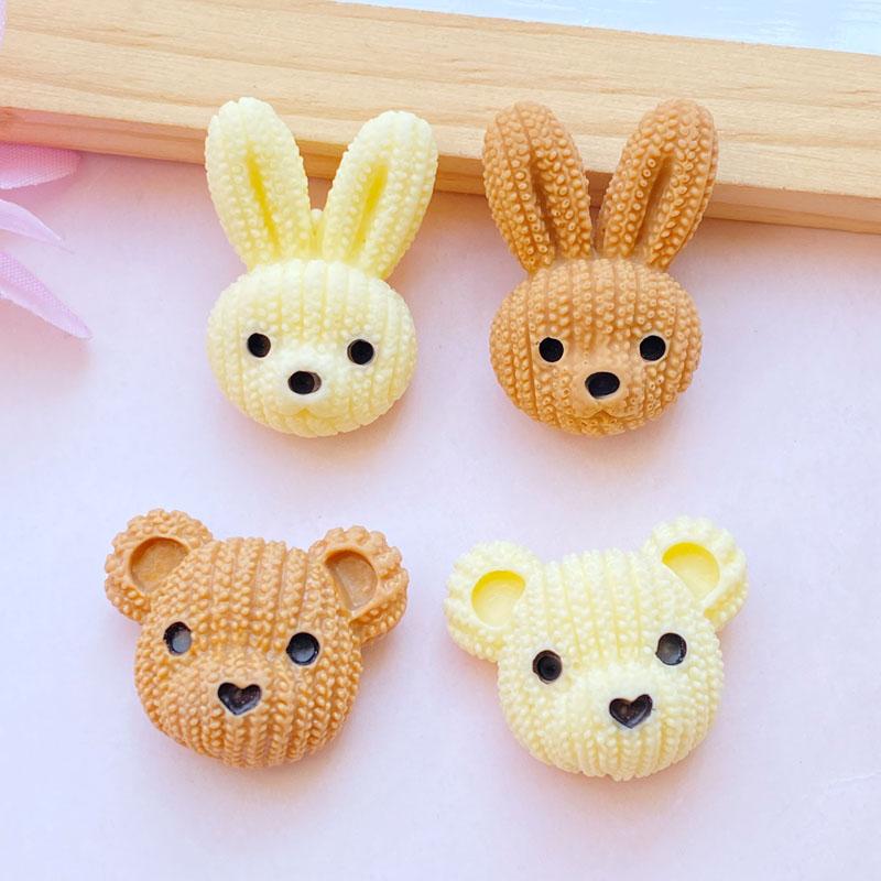 

8Pcs New Cute Resin Mini Cartoon Little Bear Rabbit Flat back Cabochon Scrapbook Kawaii DIY Embellishments Accessories