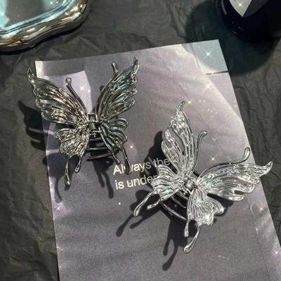 Butterfly Hair Clip Bright Silver Cross Geometric Hairpin Rose Flower Hair Claw Woman Girls Styling Barrette Headdress