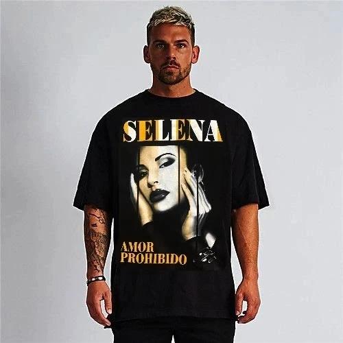 SELENA THE QUEEN OF TEX-MEX GOLD AMOR PROHIBIDO BLACK T-Shirt Men s SIZES M