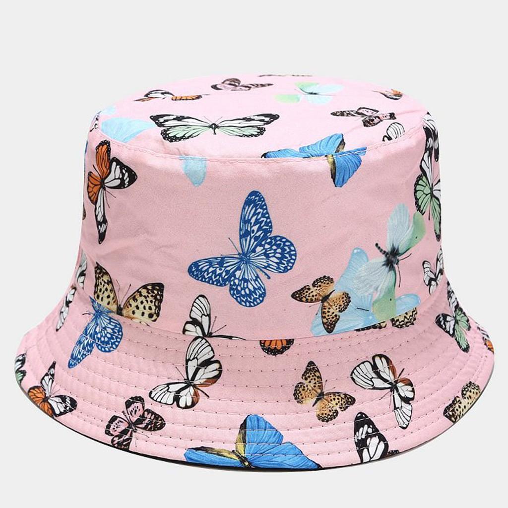 Zwei Seiten Männer Frauen faltbare Schmetterling Druck Fischer Hut Sonnenhut Eimer Kappe