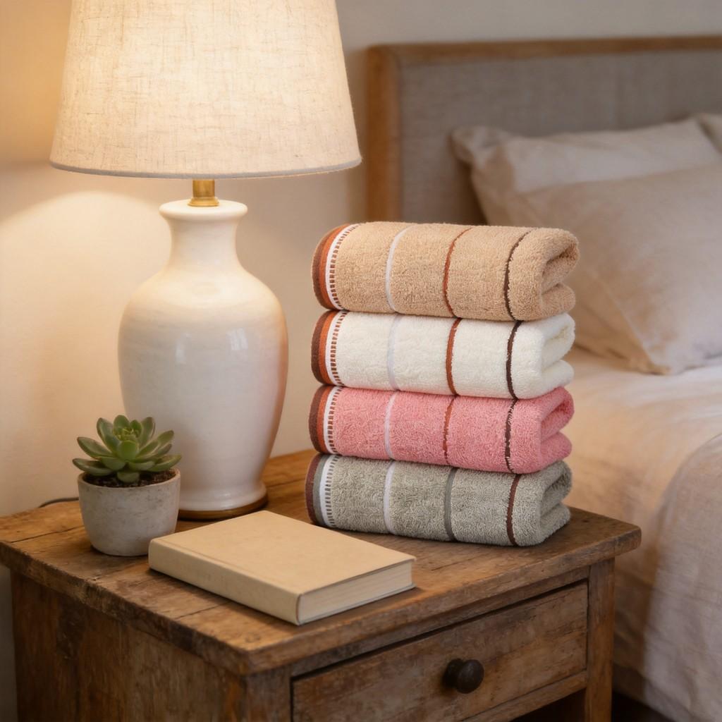 Cotton Towel With Embroidery For Home Use Perfect Absorption Gift For Women