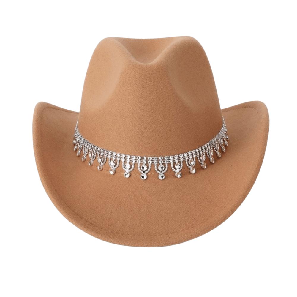 Sparkling Western Cowboy Hat Rhinestone Decoration Top Hat Elegant Felt Fedora Hat Women