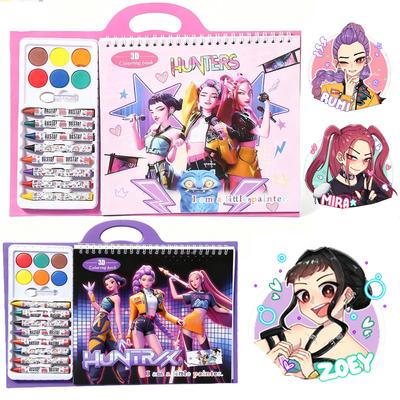 Libro de Colorear Cazadores de Demonios Kpop - Pintura de Calco y Arte Lineal de Dibujos Animados Anime, Bloc de Dibujo para Niños | Regalo de Vacaciones para Niños