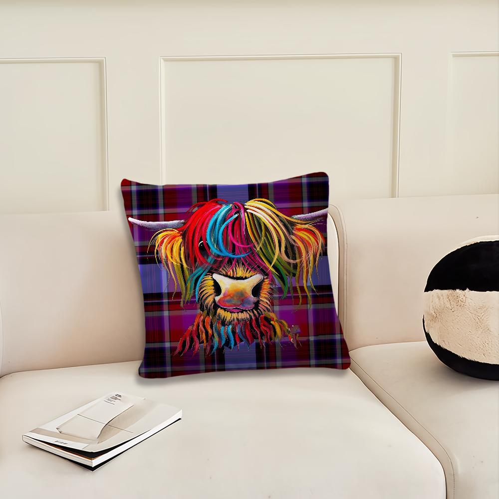 Funny Highland Cow cushion cover Pillow Cover Decoration Room Home Sofa living Office Car Nordic Simplicity