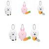 Cute Little Bear Chainsaw Backpack Carrot  Plush Toy Pendant Doll Keychain