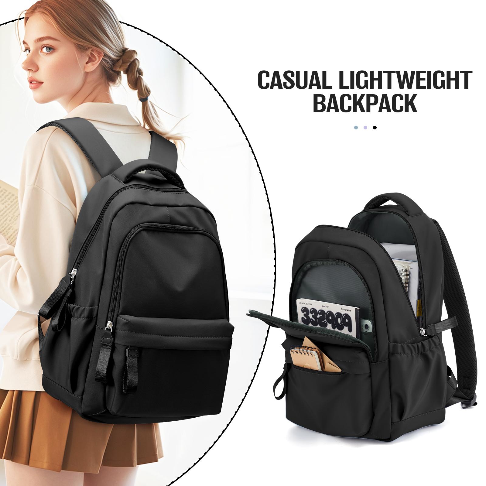Schulrucksack mit großem Fassungsvermögen, leichter City-Tagesrucksack für Herren, Damen-Freizeitrucksack, Jugend-Laptop-Rucksack schwarz