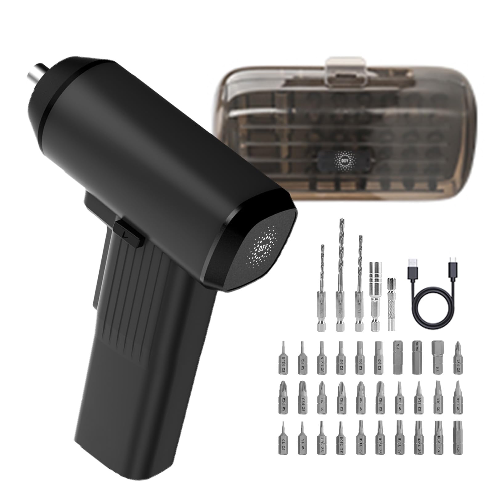 

PENDORA PENDORA 37E Electric Impact Electric Precision Screwdriver Watch and Glasses Tool Set with Bright DIY Series Screwdriver, 37-in-1 Driver,