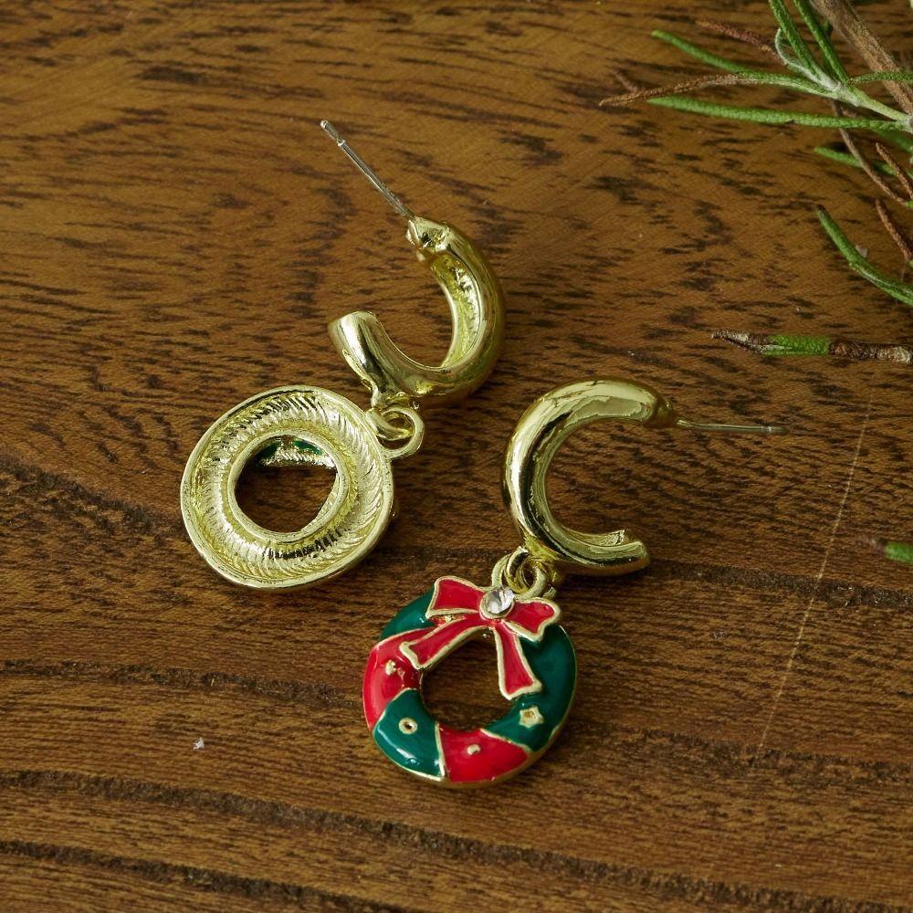 2 pcs Cartoon Cute Christmas Earrings Christmas Tree Santa Claus Earrings  Jewelry