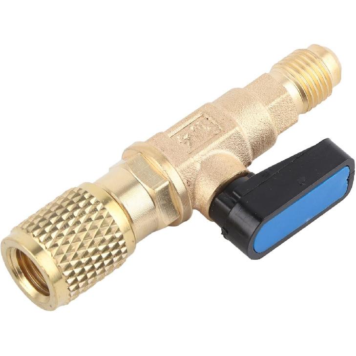 Air Conditioner Ball Valve 1/4 Inch SAE Adapter R22 Air Conditioning Liquid Hose Valve Straight Shut Off Valve for HVAC AC Automotive Service Tools