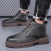 New Men's Boots High Top Leather Shoes Genuine Leather Breathable High Quality Casual Shoes Retro Fashion Lace Up Work Men Shoes
