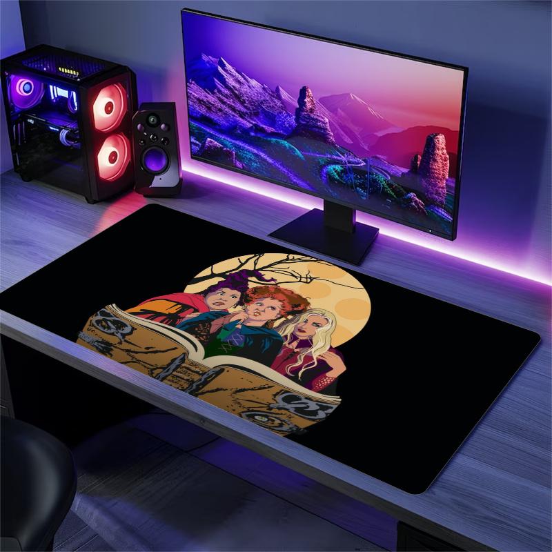 Hocus Pocus Cartoon Mouse Pad, Large Gaming Desk Mat, Non-slip XXL Mousepad for Laptop & Tablet, Mini PC Playmat with Stitched Edges