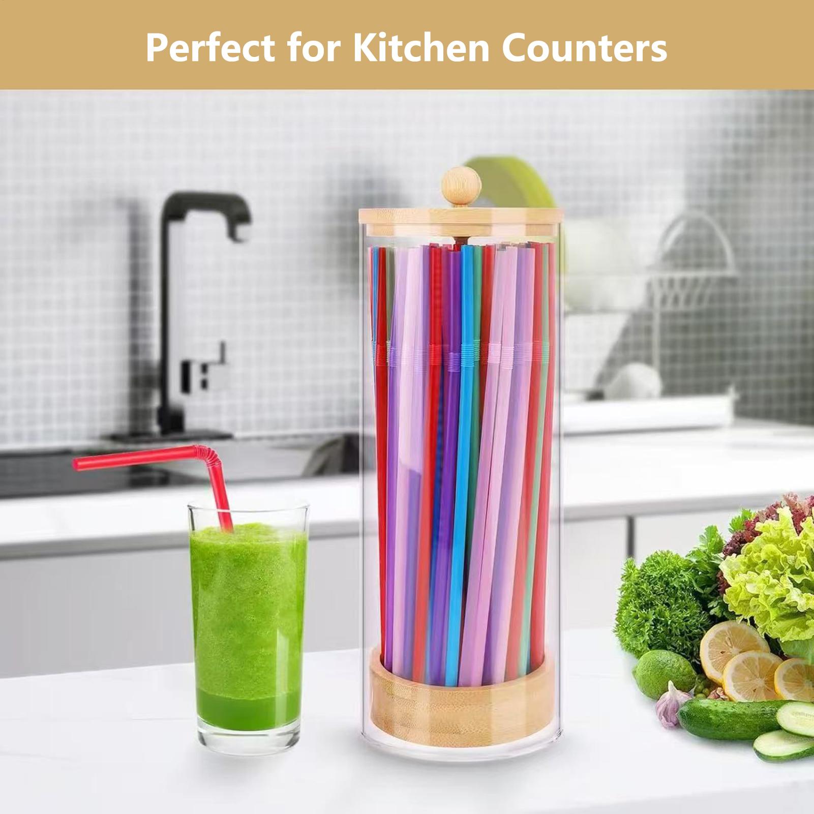 

Straw Container Transparent Restaurant Straw Storage Counter Dispenser Holder with Lid for Classroom Kitchen Dining Halls Coffee CN