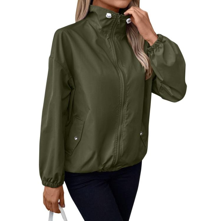 

Водонепроницаемое повседневное пальто для женщин с длинным рукавом на молнии для занятий спортом на открытом воздухе XXL зелёный