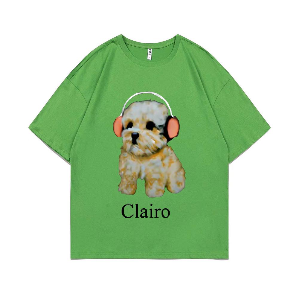Clairo Dog Puppy Headphones Graphic Print Tshirt Summer Male Fashion Oversized Streetwear Unisex Women Cute Kawaii Tshirt Tops