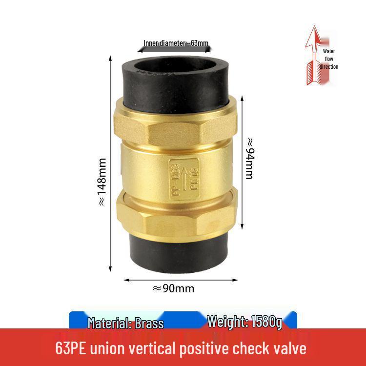 Copper Horizontal Bathroom Double Backflow One-Way Check Valve, Household Water Pipe Fittings, Non-Return Valve, 4/6 inch (DN20/25).