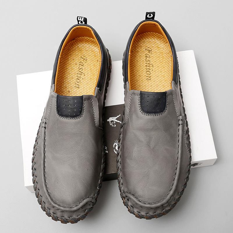 2021 Summer New Men's Casual Leather Shoes Fashionable Foot Cover Large Size Doudou Shoes Foreign Trade Handmade Breathable Lazy Shoes