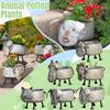 Metal Farm Animal Shaped Planter with Four Legs Rustic Outdoor Indoor Decorative Flower Pot Container for Garden Patio Balcony