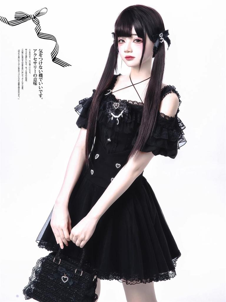 Qichenk Gothic Lolita Halloween Skirt Mini Princess Size M Dress, Cosplay, Women's, Stylish, Cute, Set, Girly, Lolita, Style, Black, 01,
